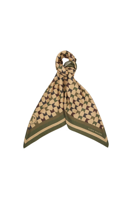 Karen Walker Monogram Large Check Classic Scarf - Tan Multi