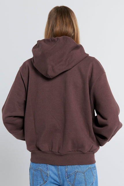 Karen Walker Runaway Girl Cropped Oversized Hoodie - Chocolate Brown