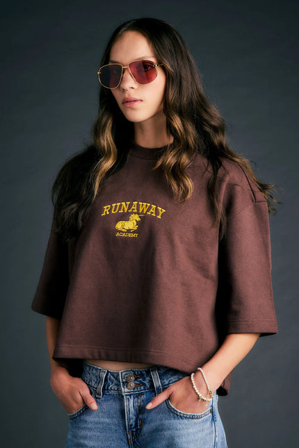Karen Walker Runaway Academy Top - Chocolate/Gold