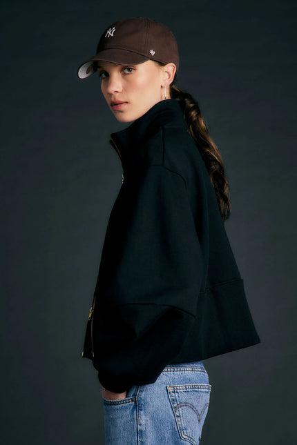 Karen Walker Runaway Zip Front Sweatshirt - Black