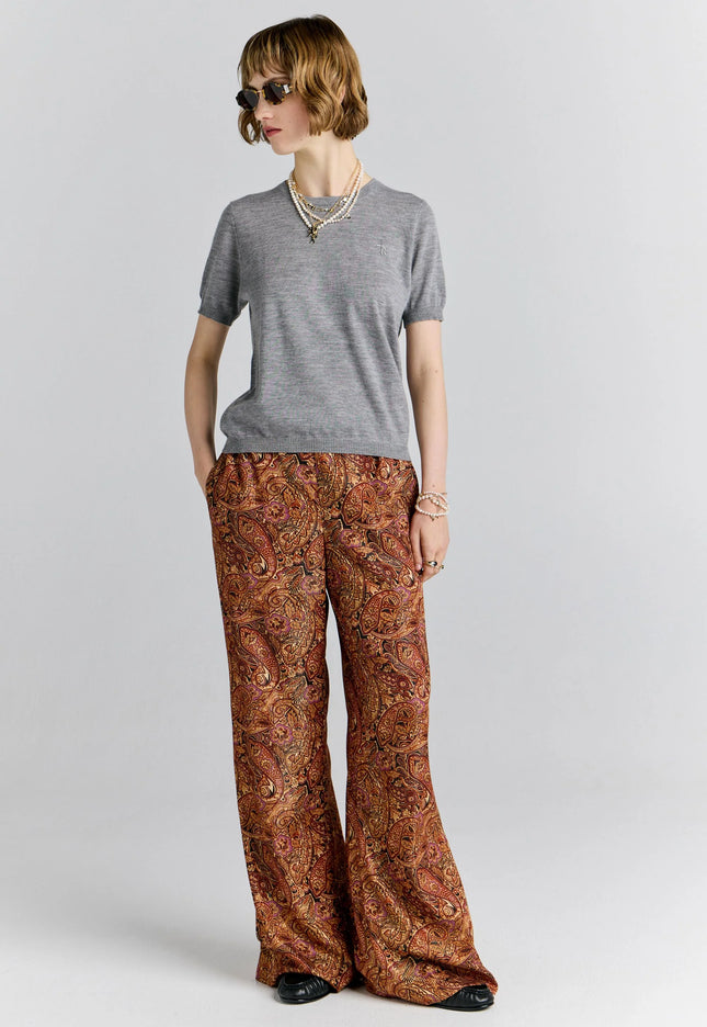 Karen Walker Palazzo Lounge Pants - Burgundy Multi