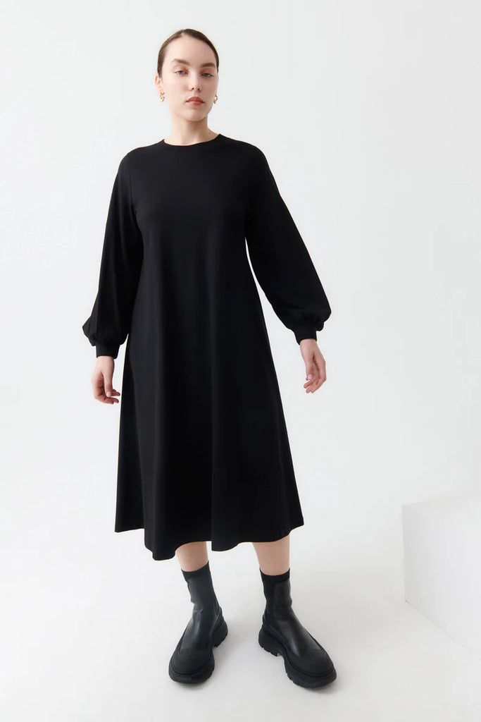 Kowtow Full Sleeve Gather Dress - Black