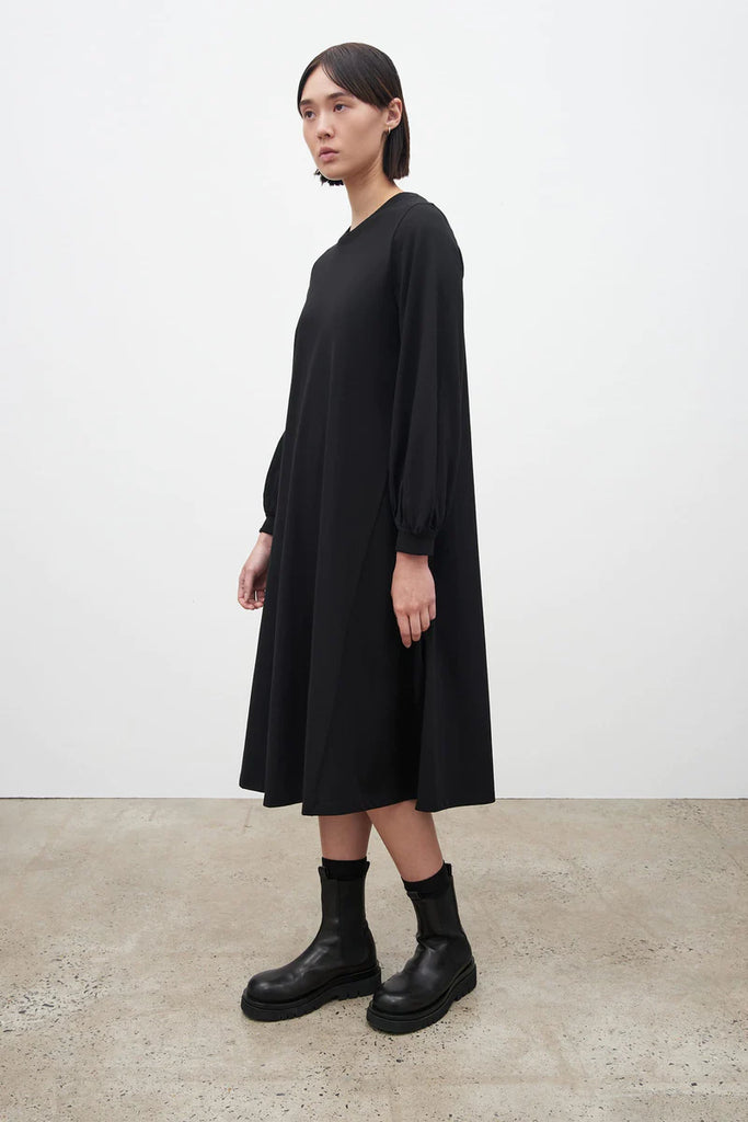 Kowtow Full Sleeve Gather Dress - Black