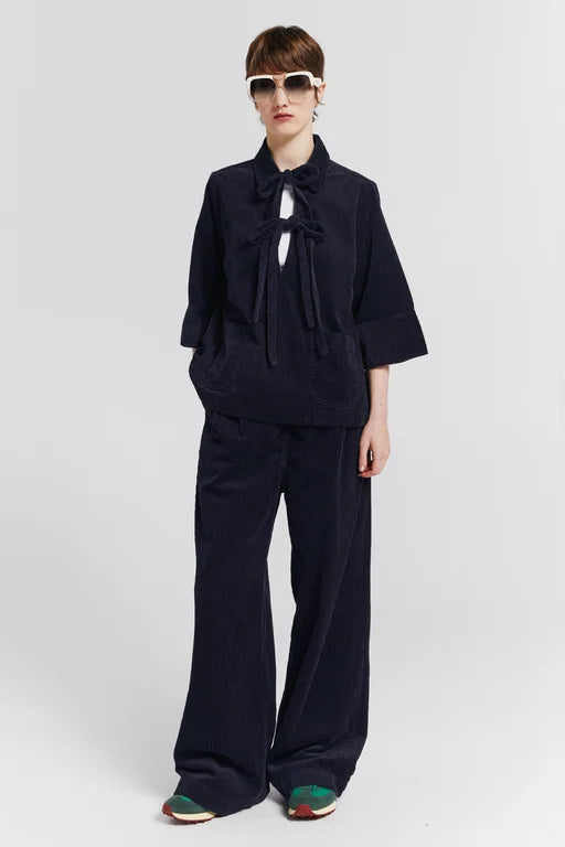 Karen Walker Long Workwear Pants - Organic Cotton Corduroy - Navy
