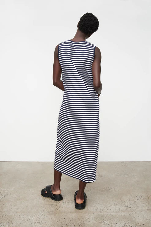 Kowtow Long Singlet Dress - Navy Stripe