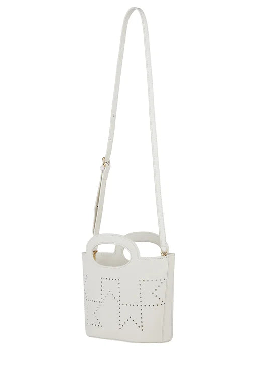 Karen Walker Monogram Basket Small - Lasercut Leather- White