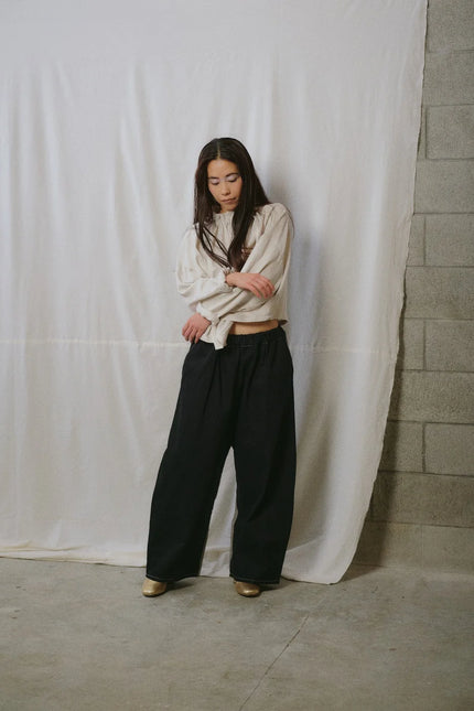 Otsu Kaguya Cropped - Cotton Denim - Black
