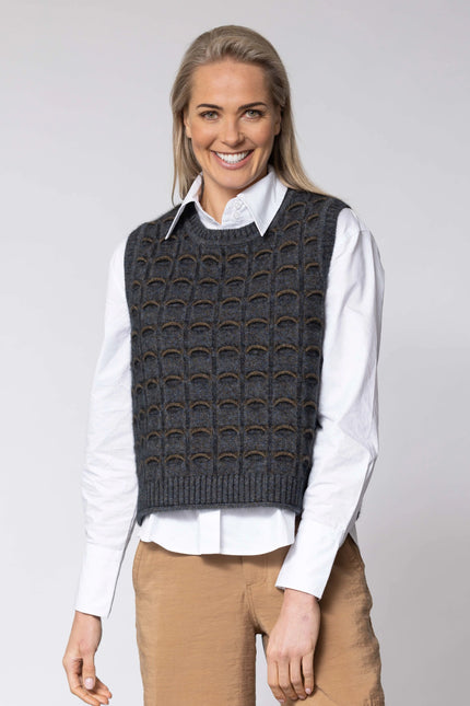 Noble Wilde Eyelash Vest - Possum/Merino - Grey/Kauri