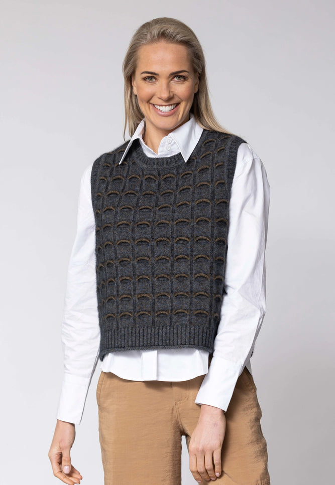 Noble Wilde Eyelash Vest - Possum/Merino - Grey/Kauri