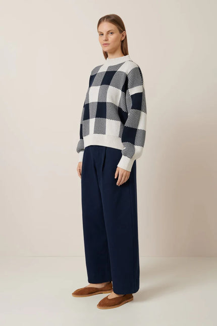 Kowtow Otti Jumper - Navy Check