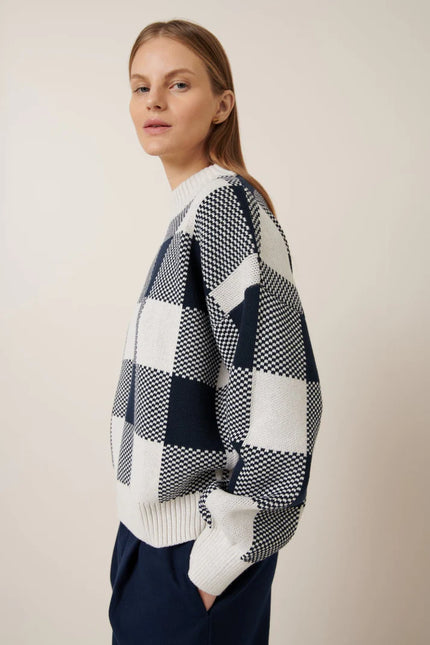 Kowtow Otti Jumper - Navy Check