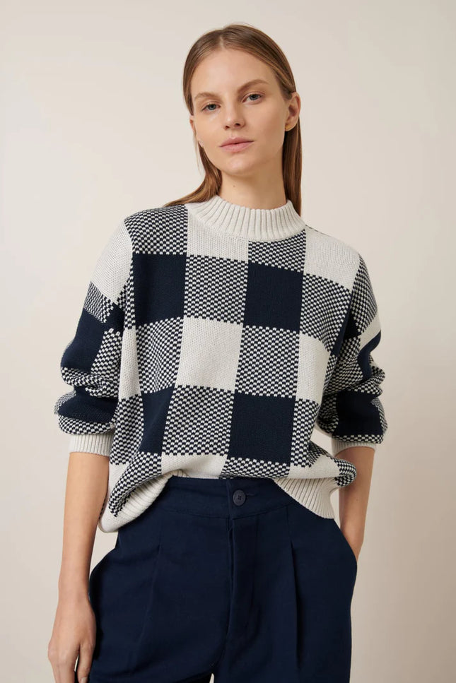 Kowtow Otti Jumper - Navy Check