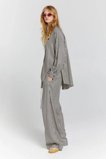 Karen Walker Oversized Walker Shirt - Tencel - Black Stripe