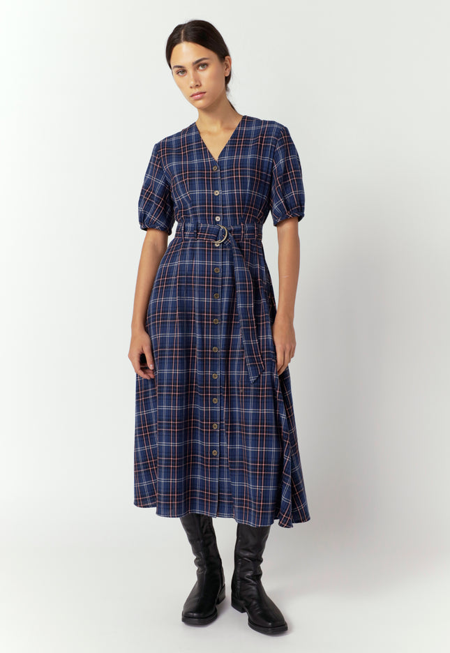 Sylvester Plaid Dress - Navy
