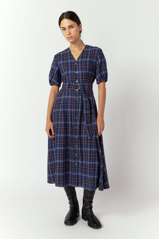 Sylvester Plaid Dress - Navy