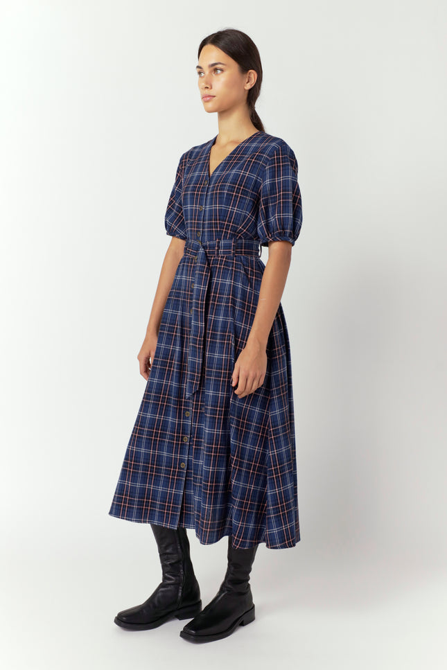 Sylvester Plaid Dress - Navy