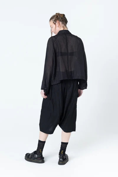 Company of Strangers Poised Shirt Jacket - Black Dobby