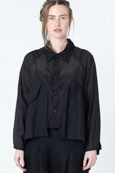 Company of Strangers Poised Shirt Jacket - Black Dobby