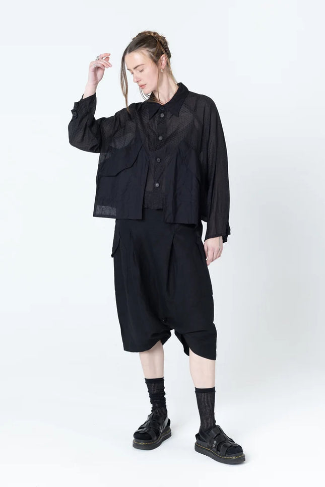 Company of Strangers Poised Shirt Jacket - Black Dobby