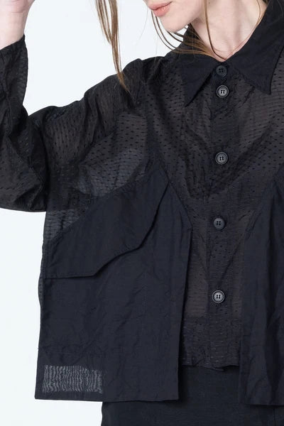 Company of Strangers Poised Shirt Jacket - Black Dobby