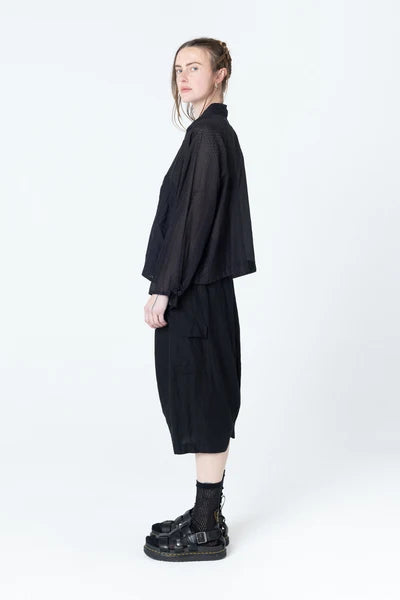 Company of Strangers Poised Shirt Jacket - Black Dobby