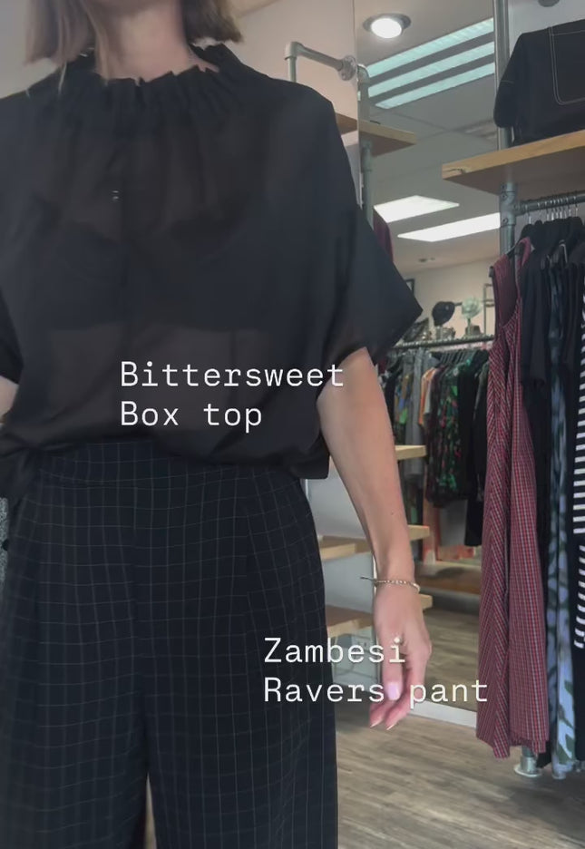 Bittersweet Flute Neck Box Top - Cotton- Black