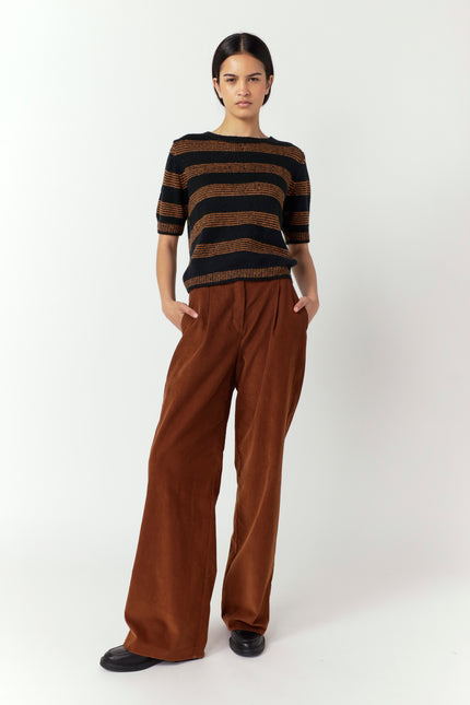 Sylvester Riley Stripe Top - Black/Ginger