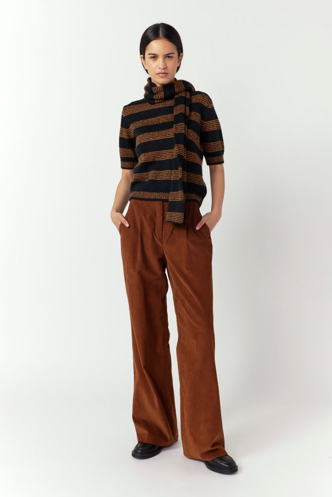 Sylvester Riley Stripe Top - Black/Ginger