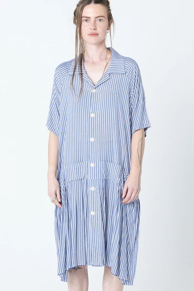 Company of Strangers Salon Dress - Blue Stripe