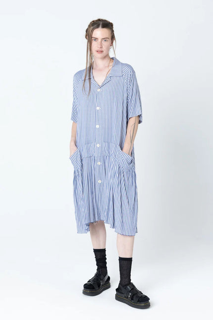 Company of Strangers Salon Dress - Blue Stripe
