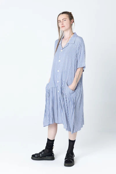 Company of Strangers Salon Dress - Blue Stripe