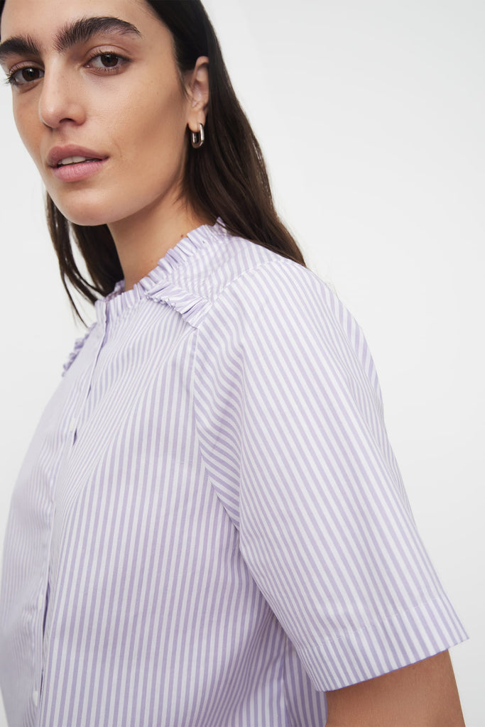 Kowtow Short Sleeve Lucie Shirt - Lilac Stripe
