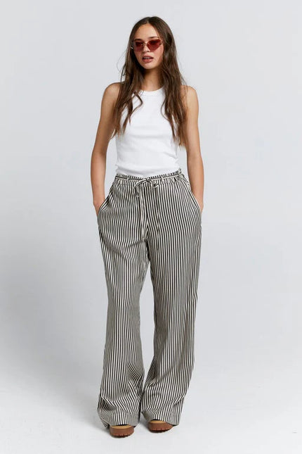 Karen Walker Tied Palazzo Lounge Pants - Tencel - Black Stripe