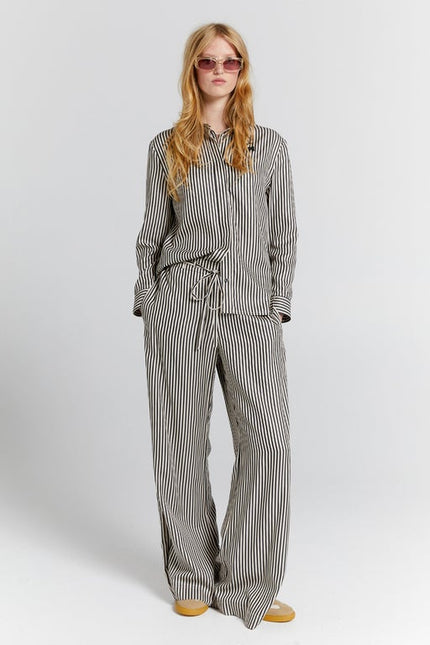 Karen Walker Tied Palazzo Lounge Pants - Tencel - Black Stripe