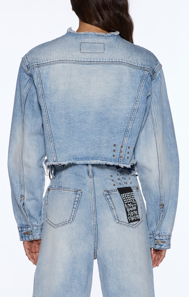 Ksubi Torn Off Crop Trucker Vapour - Denim