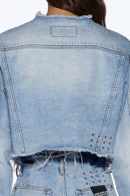 Ksubi Torn Off Crop Trucker Vapour - Denim