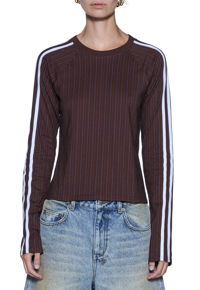 Ksubi Porter LS Top Choc Pinstripe - Brown