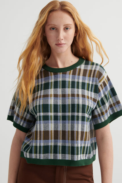 Kowtow Chequered Tee - Forest