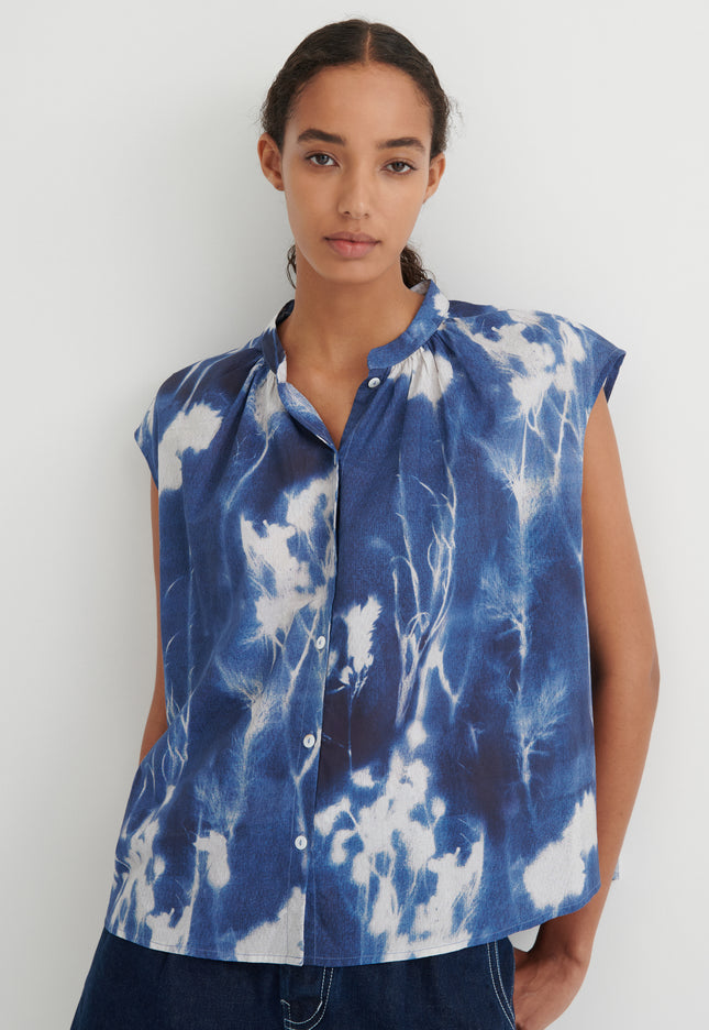 Kowtow Equinox Top - Cyanotype Floral