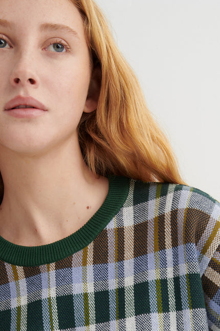 Kowtow Chequered Tee - Forest