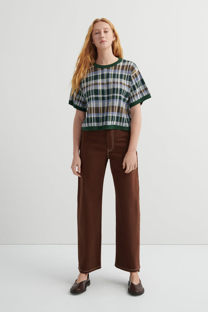 Kowtow Chequered Tee - Forest