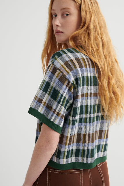 Kowtow Chequered Tee - Forest