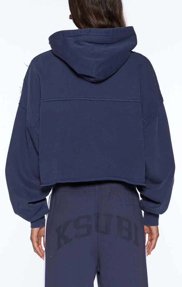 Ksubi Oh G Hoodie Cropped - Ink Blue