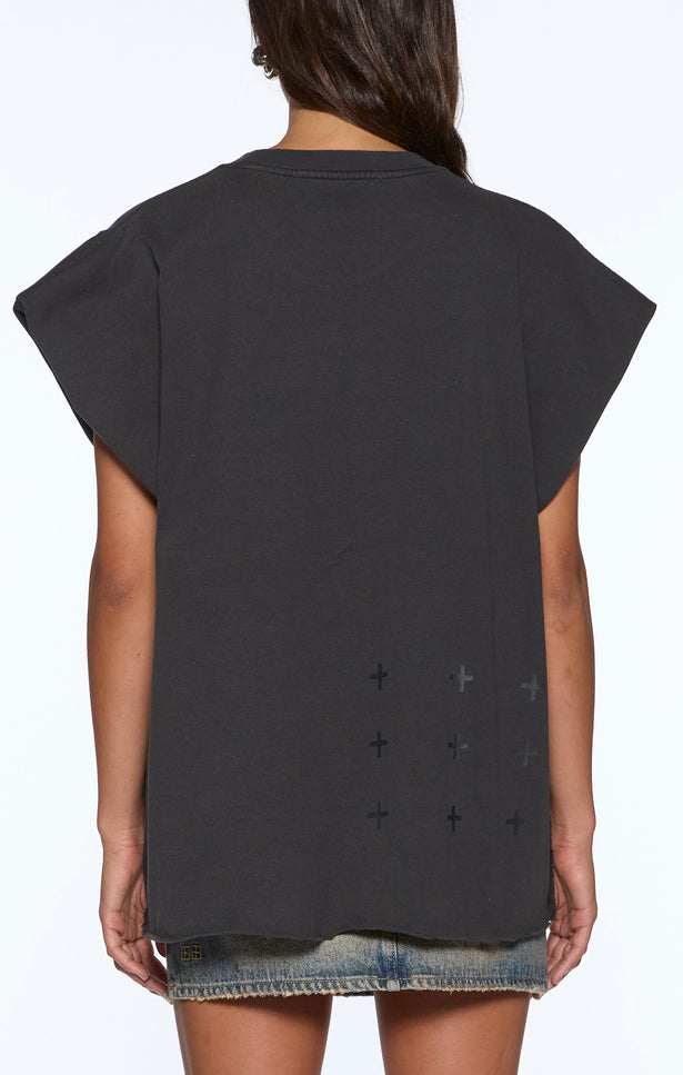 Ksubi Badge Ksuper Tee Washed Black - Charcoal