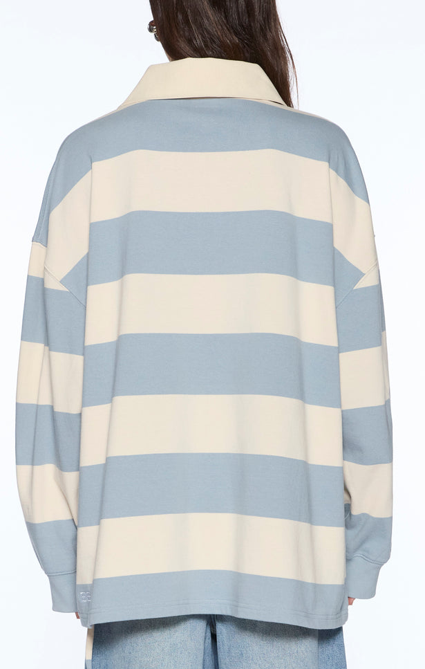 Ksubi Rugged Rugby Jersey Blue Steel Bone - Charcoal