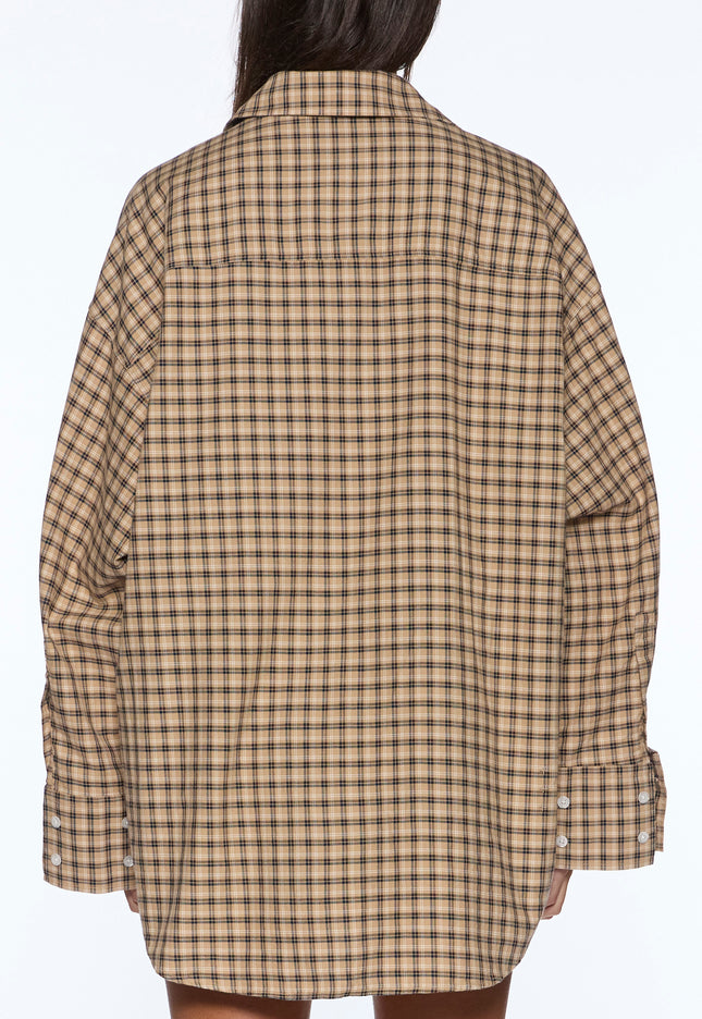 Ksubi Astra Long Sleeve Shirt - Tan Plaid