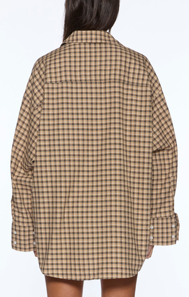 Ksubi Astra Long Sleeve Shirt - Tan Plaid