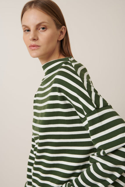 Kowtow Field Top - Green Lily Stripe