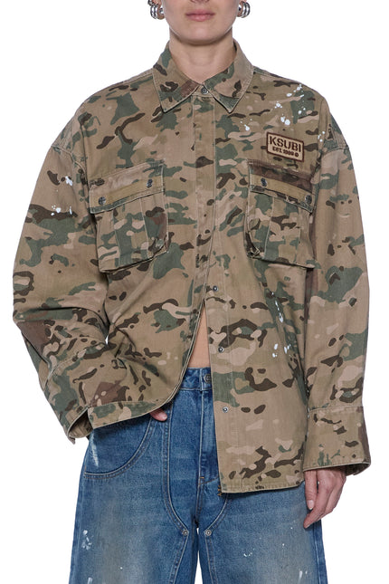 Ksubi Astra Cargo LS Shirt - Woodland Camo