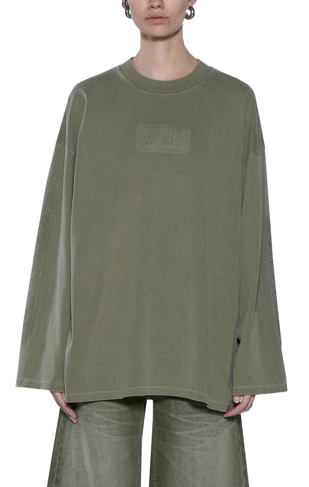 Ksubi State Stencil Boyfriend LS Tee Militant - Khaki